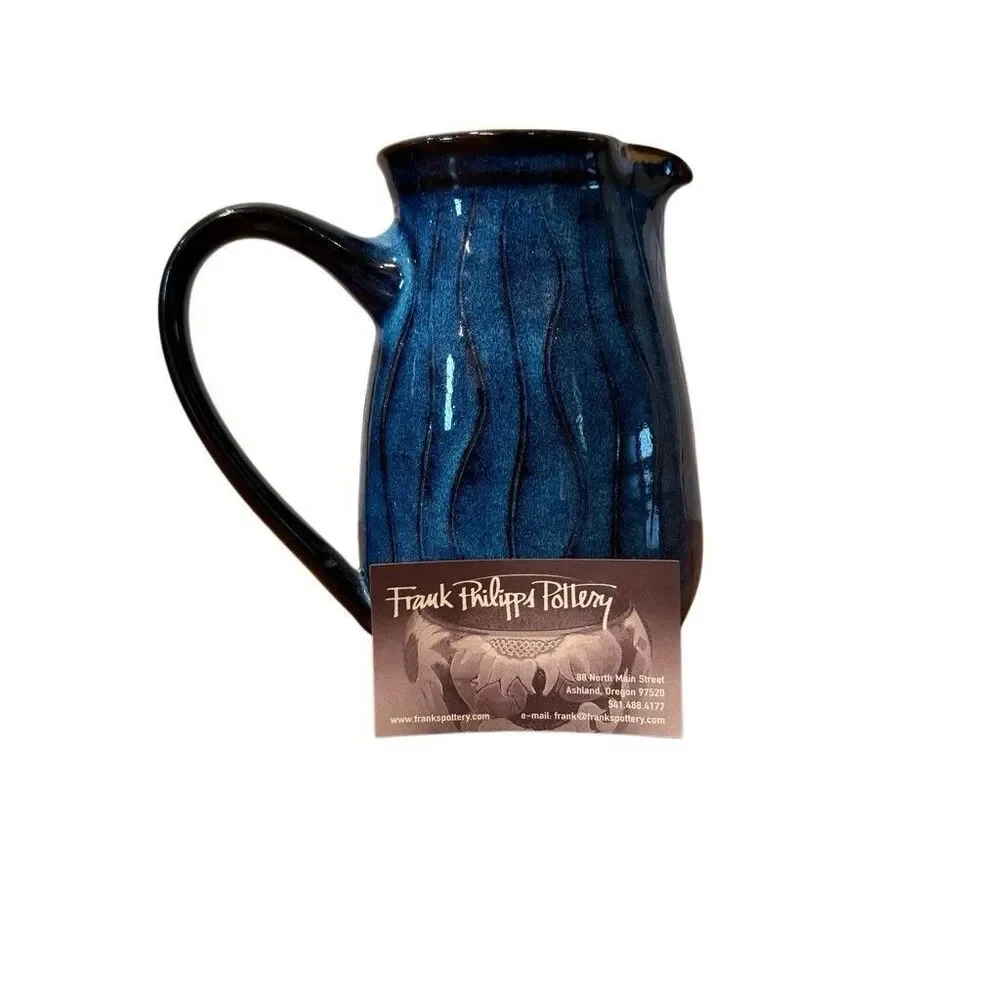 Frank Philipps Pottery Ceramic  Pitcher Blue Hand Made